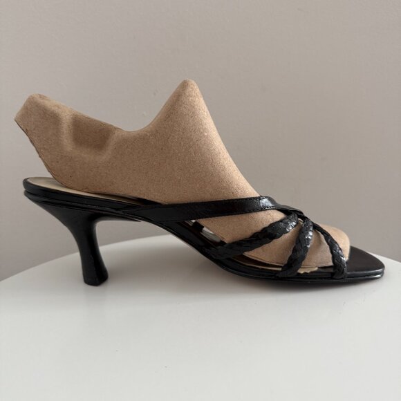 La Diva - Black - Leather - Sandals with Heel - Size 9 - Picture 4 of 8